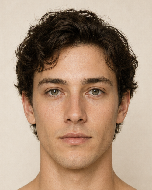 Sample portrait of a young man with curly hair